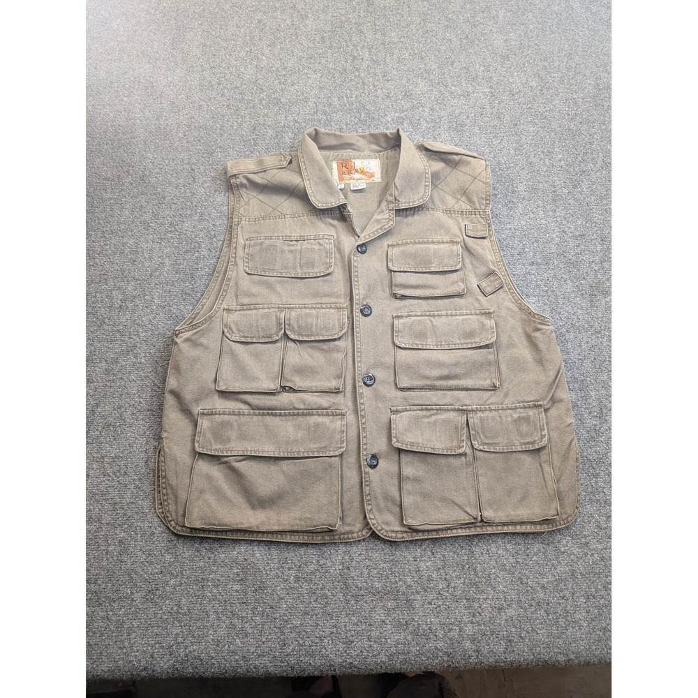Rio Bravo Utility Vest Mens Large Khaki Multi Pocket Fishing Hunting Outdoor